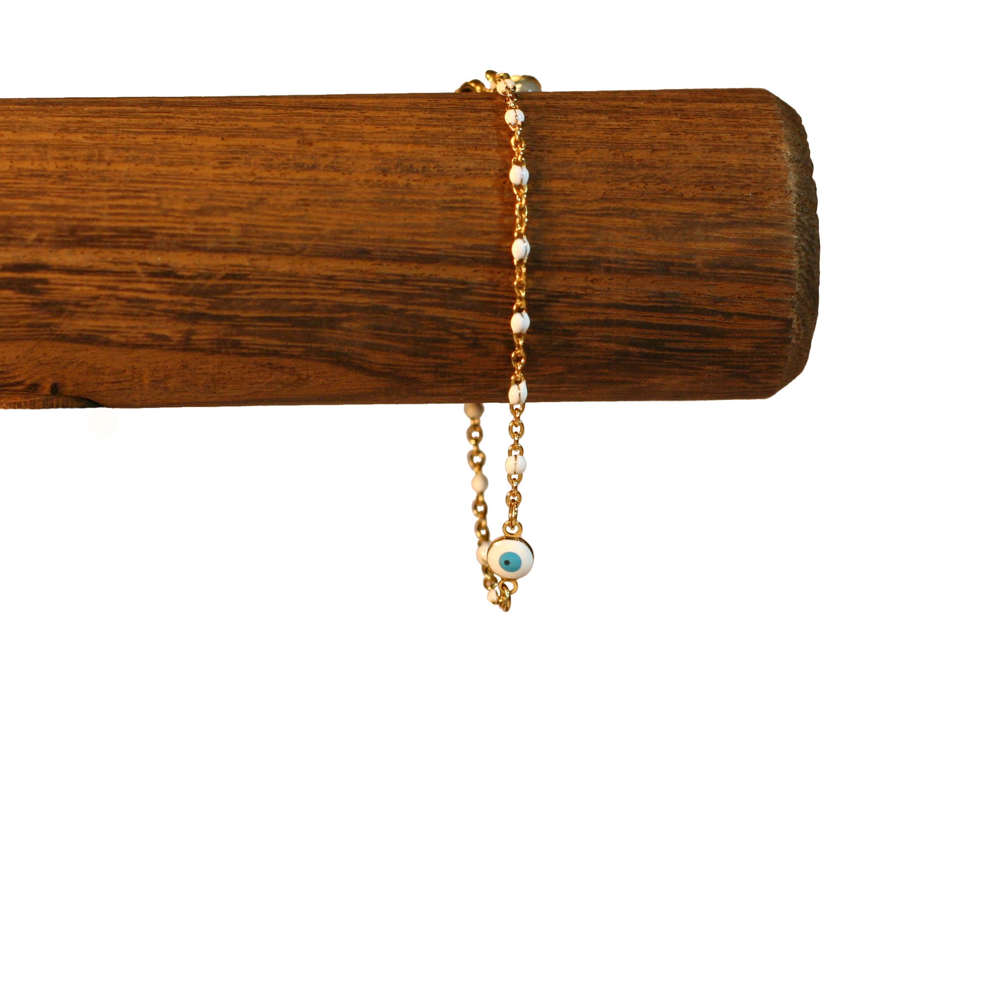 Bracelet - Rosary Golden Chain | White - Eye Charm