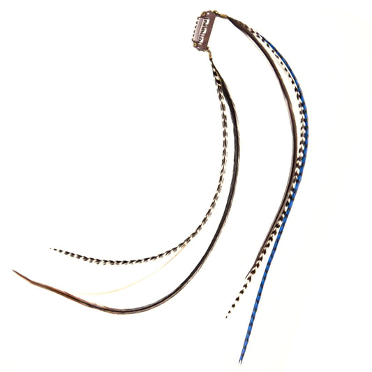 Feather extensions - Double Hairclip - Blue Sky