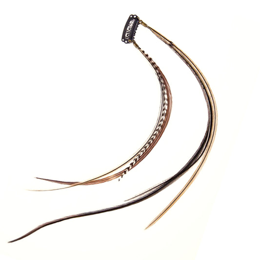 Feather extensions - Double Hairclip - Lynx tail