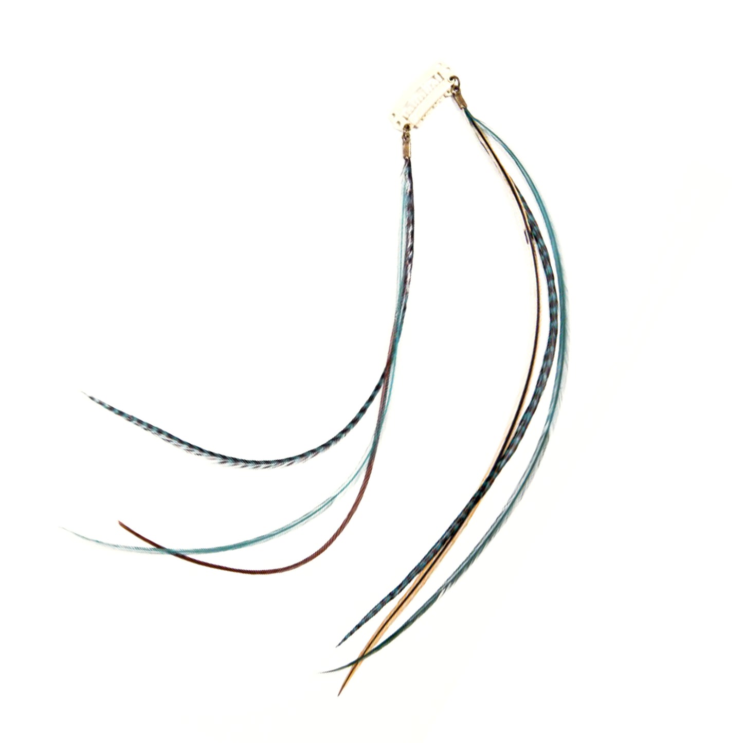 Feather extensions - Double Hairclip - Wild Turquoise