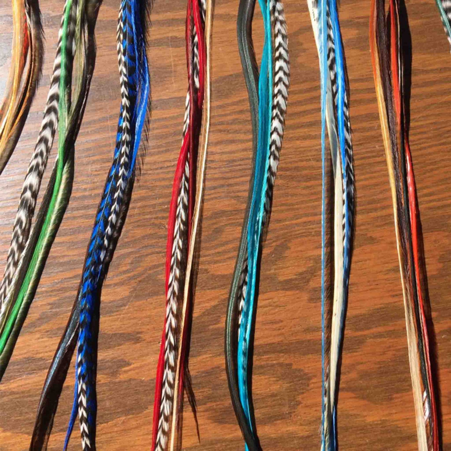 Feather extensions - KIT - 10 x 4 feathers - Natural n Multicolor mix