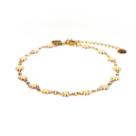 Flower | Pink - Golden - Anklet