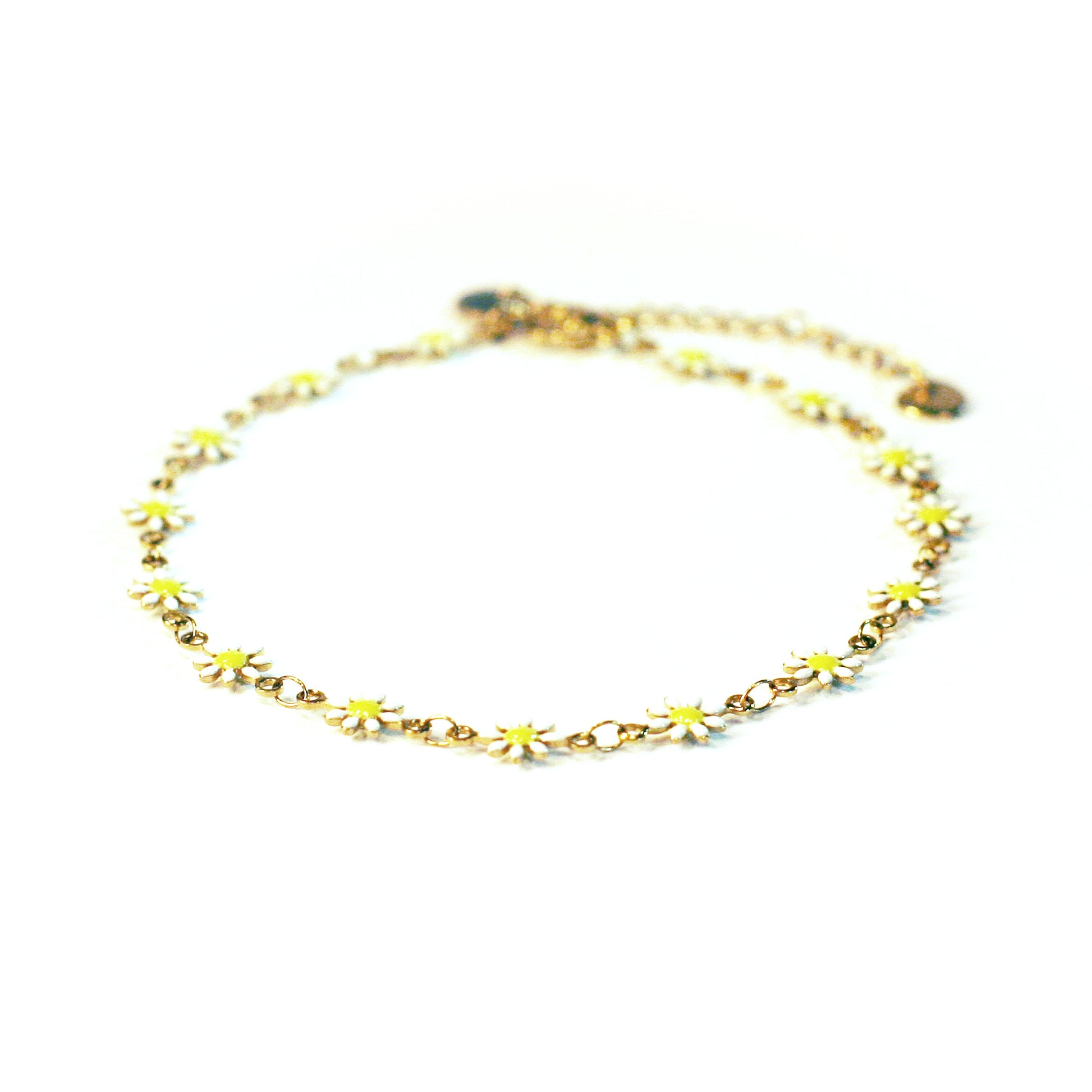 Flower | White - Golden - Anklet