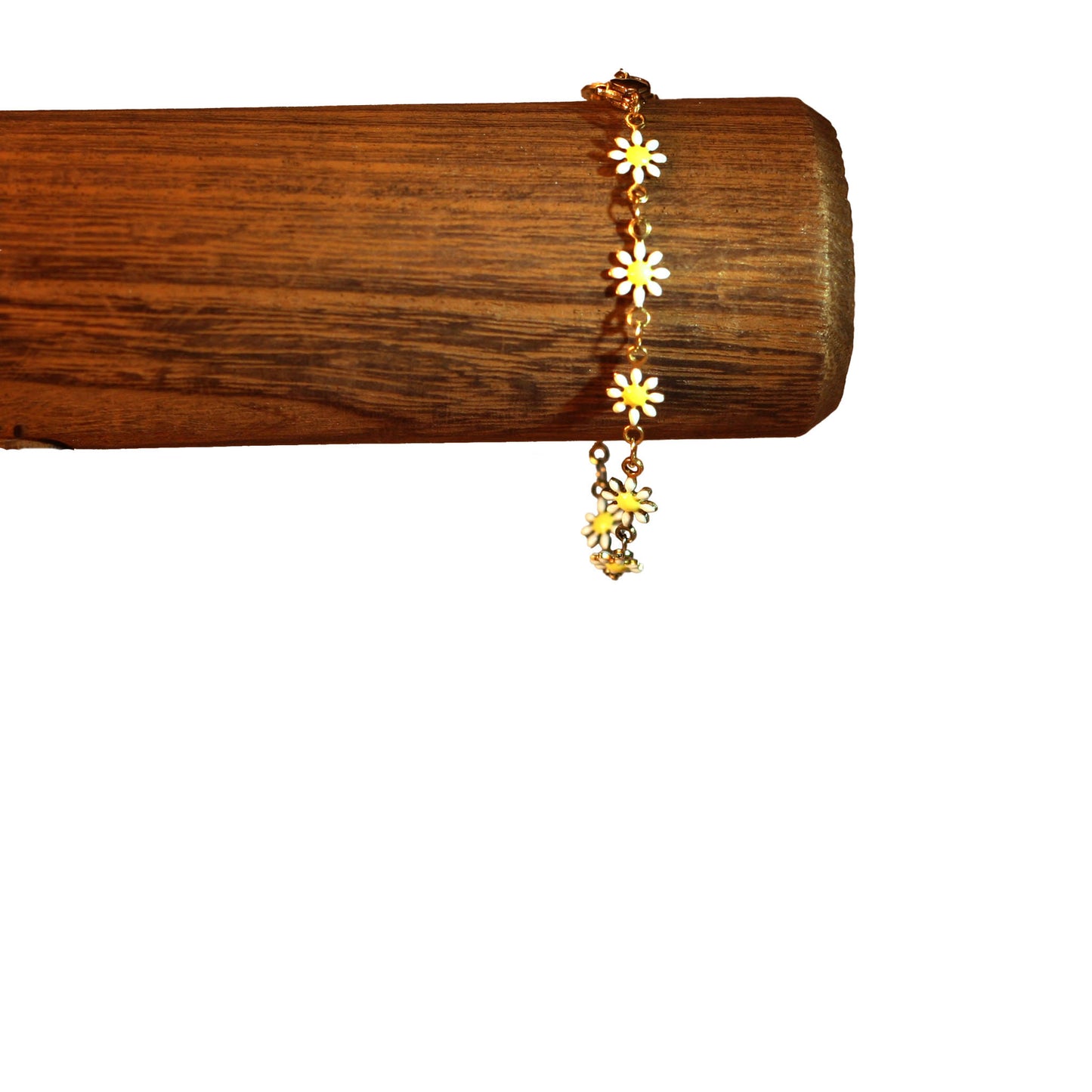 Bracelet - Flowers - White - Golden