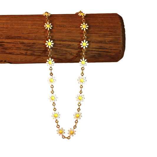 Flower | White - Golden - Necklace