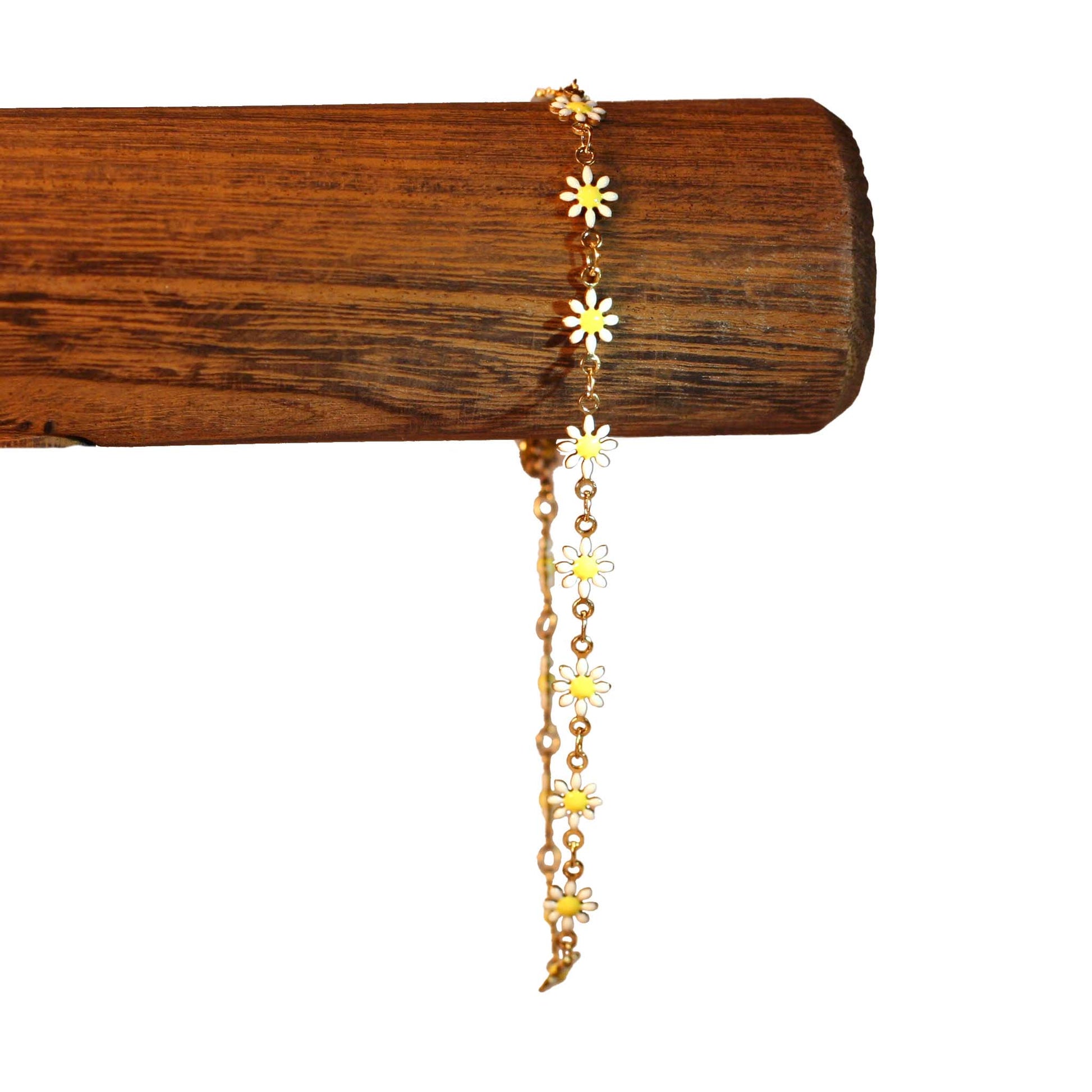 Flower | White - Golden - Anklet