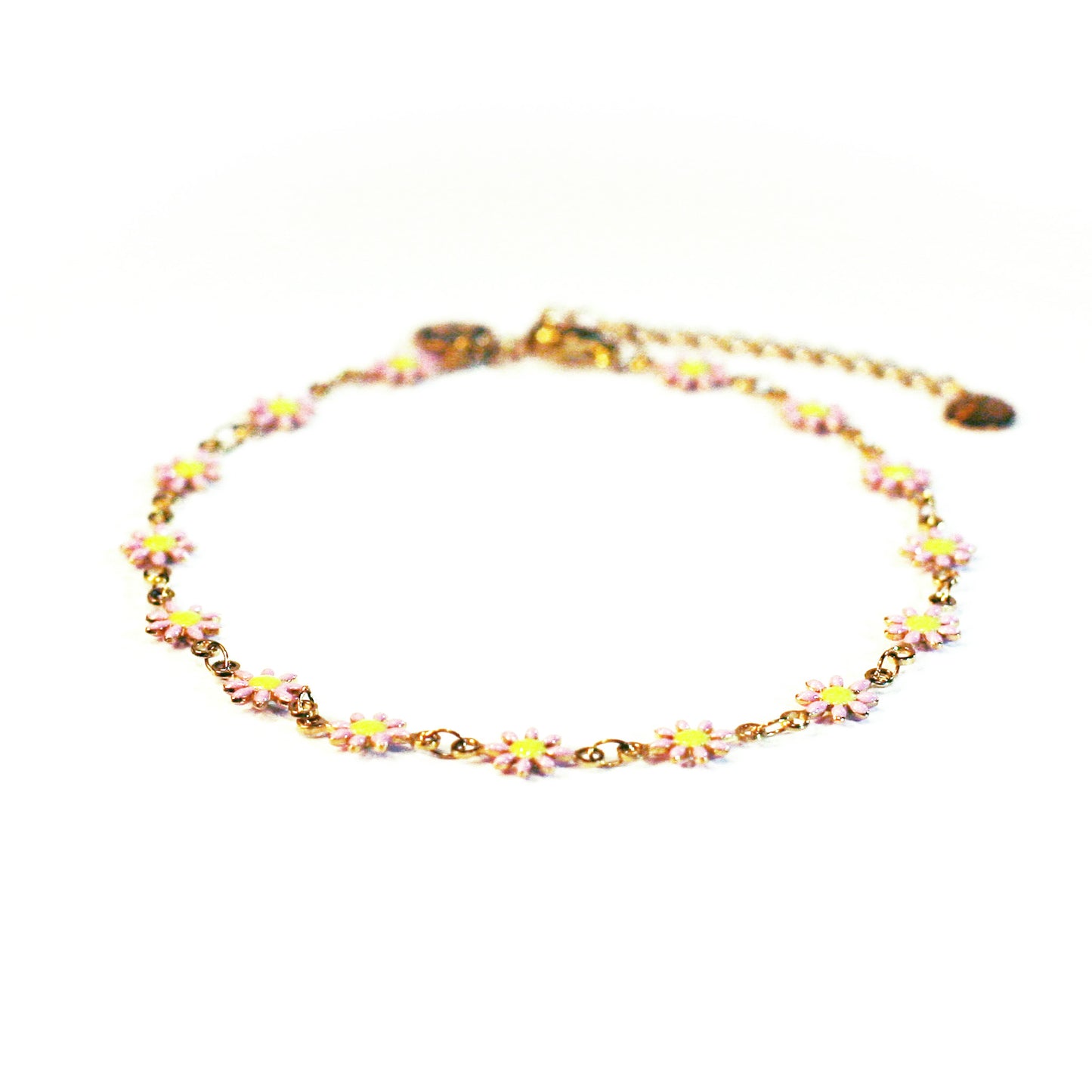 Anklet - Flowers - Pink - Golden