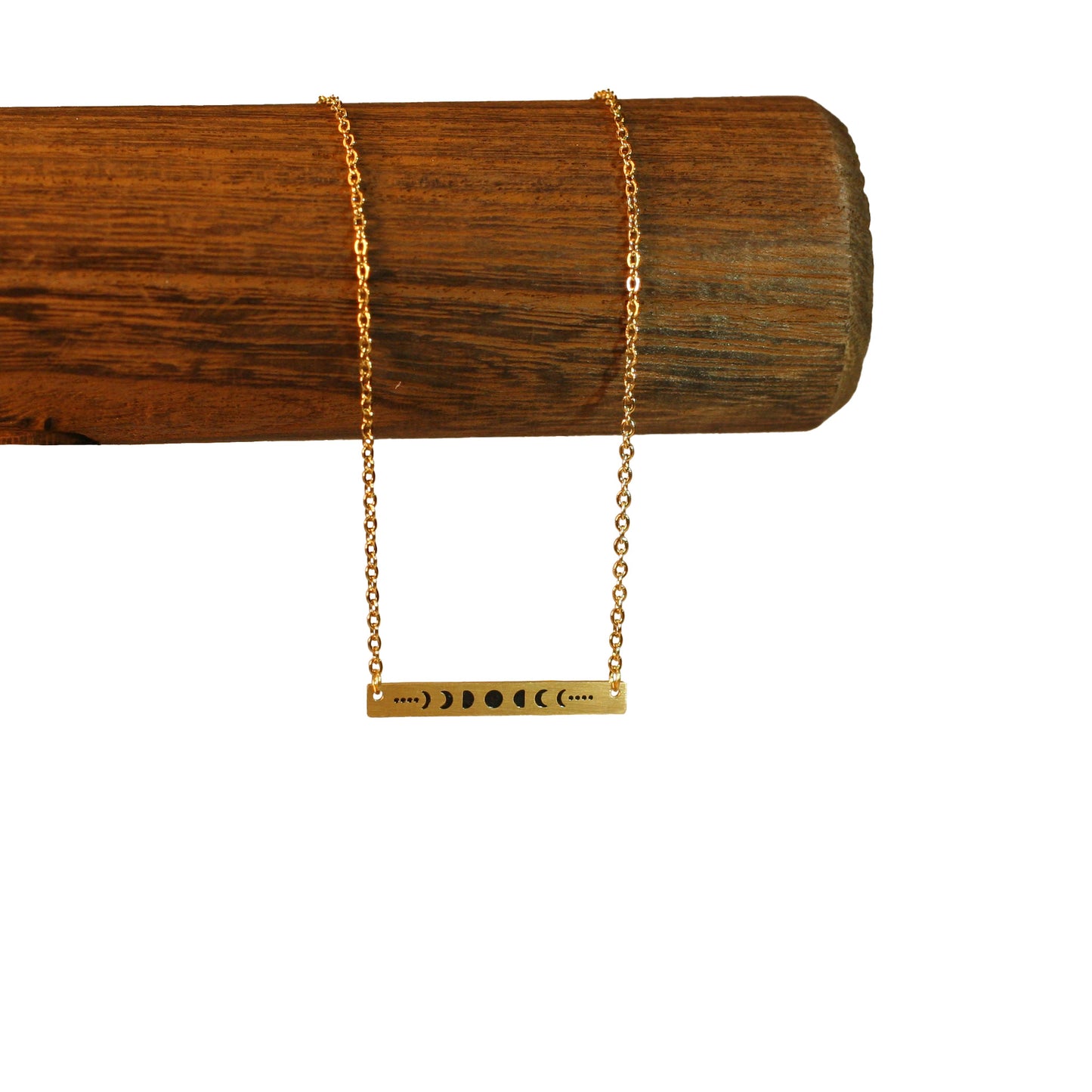 Necklace - Chain - Moon phases print pendant - Golden