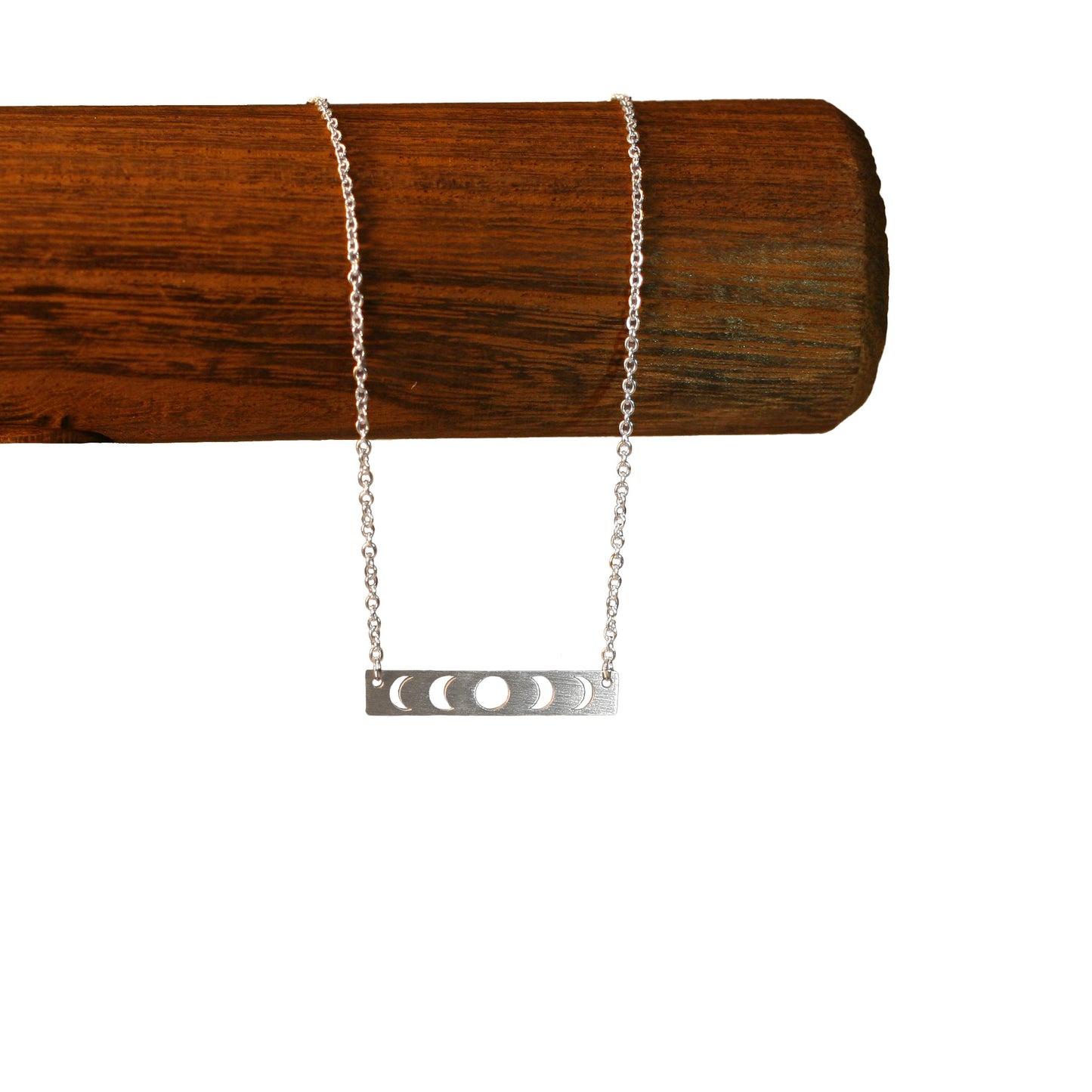Necklace - Chain - Moon phases stencil pendant - Silvery