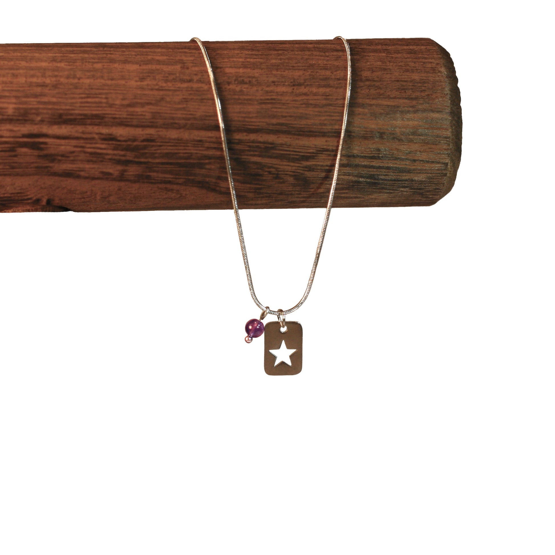 Necklace - Round Chain - Charm | Star - Gemstone | Ametyst