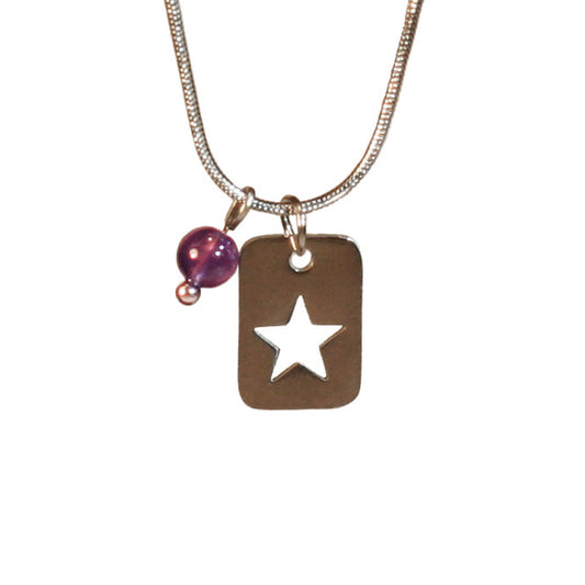 Necklace - Round Chain - Charm | Star - Gemstone | Ametyst