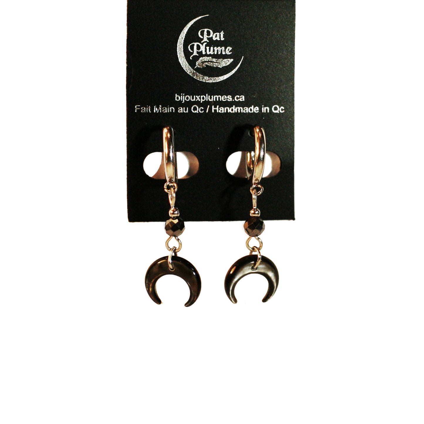 Earings - Gemstone | Onyx - Moon Mother of Pearl - Silvery