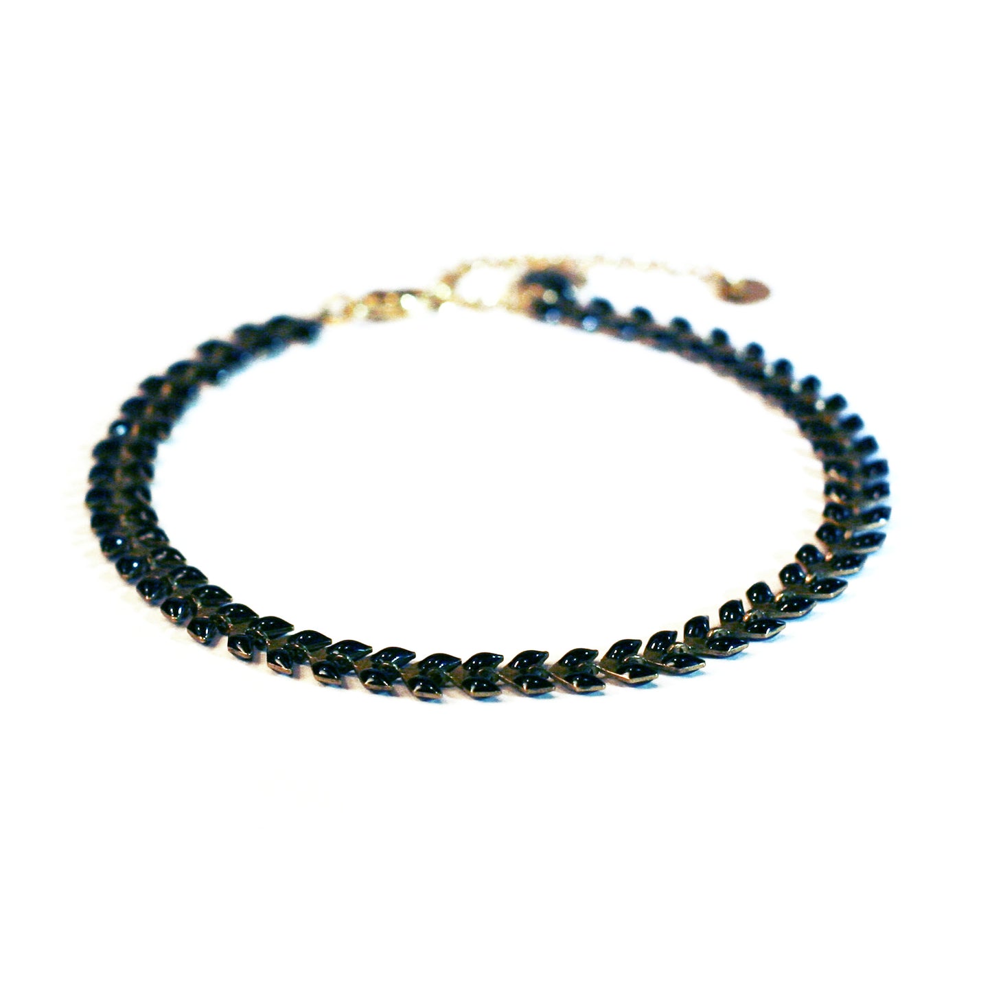 Anklet - V - Black - Golden