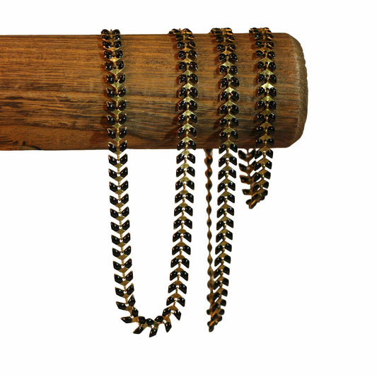Trio necklace, bracelet, anklet - V - Black - Golden