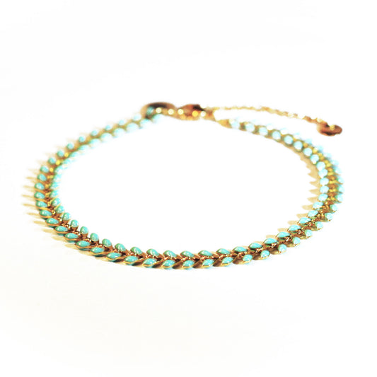 V | Blue aqua- Golden - Anklet