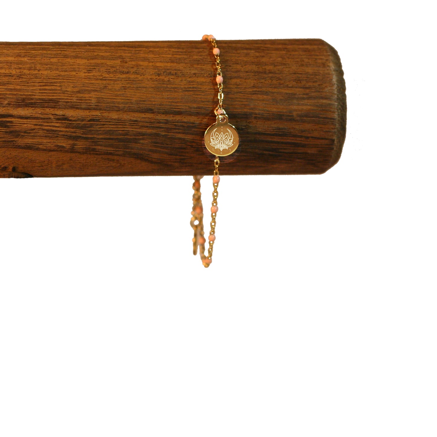 Bracelet - Rosary Golden Chain | Pink - Moon-Flower Charm