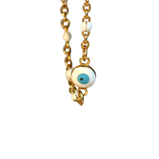 Bracelet - Rosary Golden Chain | White - Eye Charm