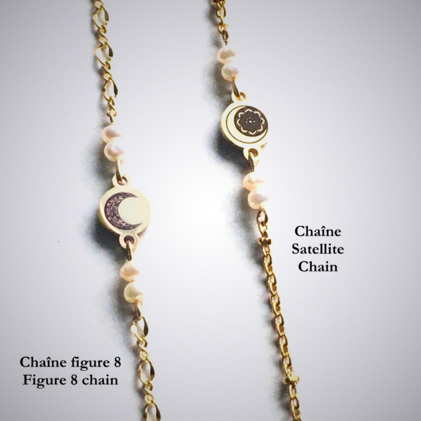 Bracelet - Golden chain - Genuine Pearls - Choose your chain