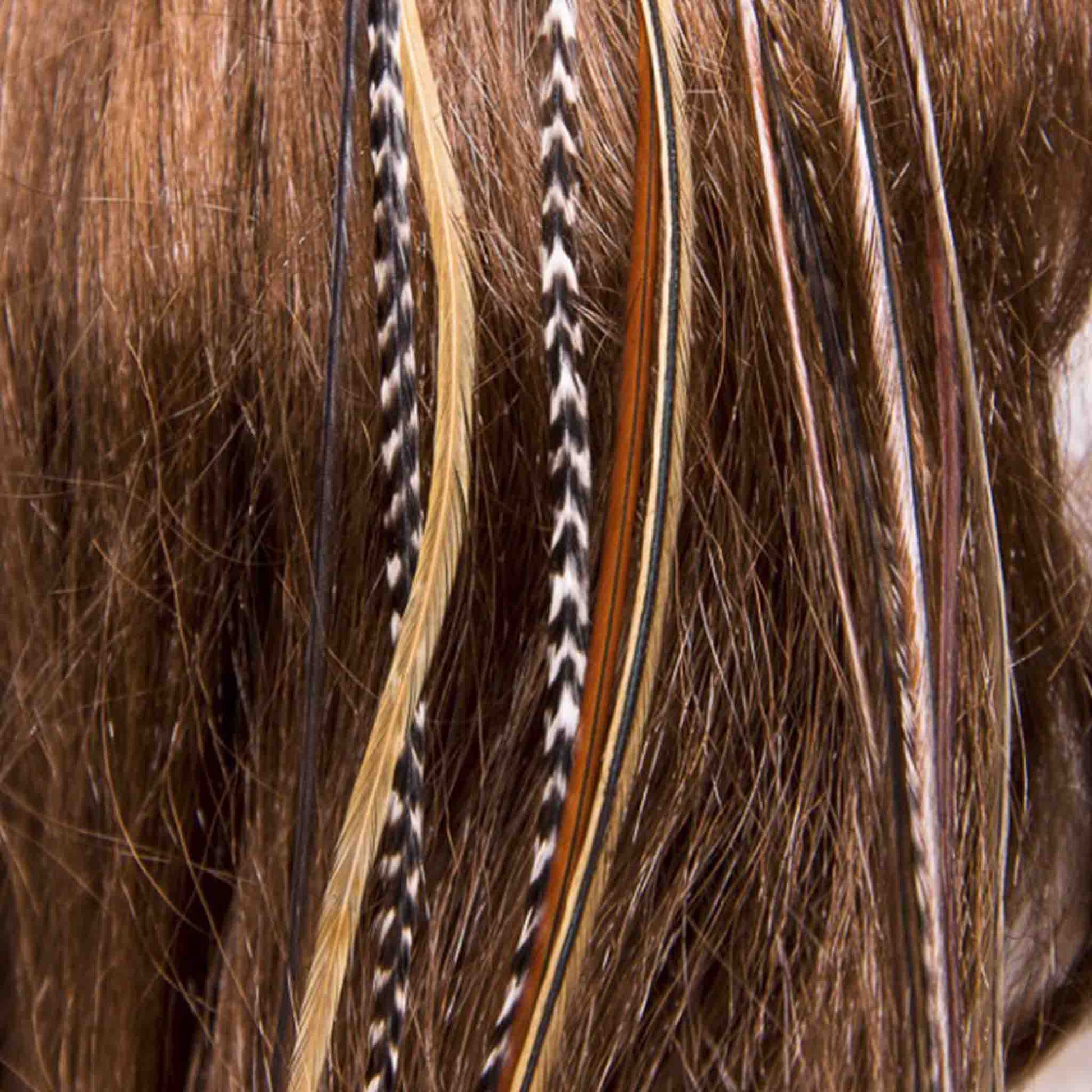 Feather extensions - Natural color feathers - Hair