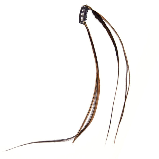Feather extensions - Double Hairclip - Brown