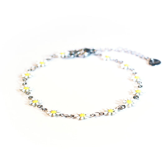 Flower | White - Silvery - Anklet